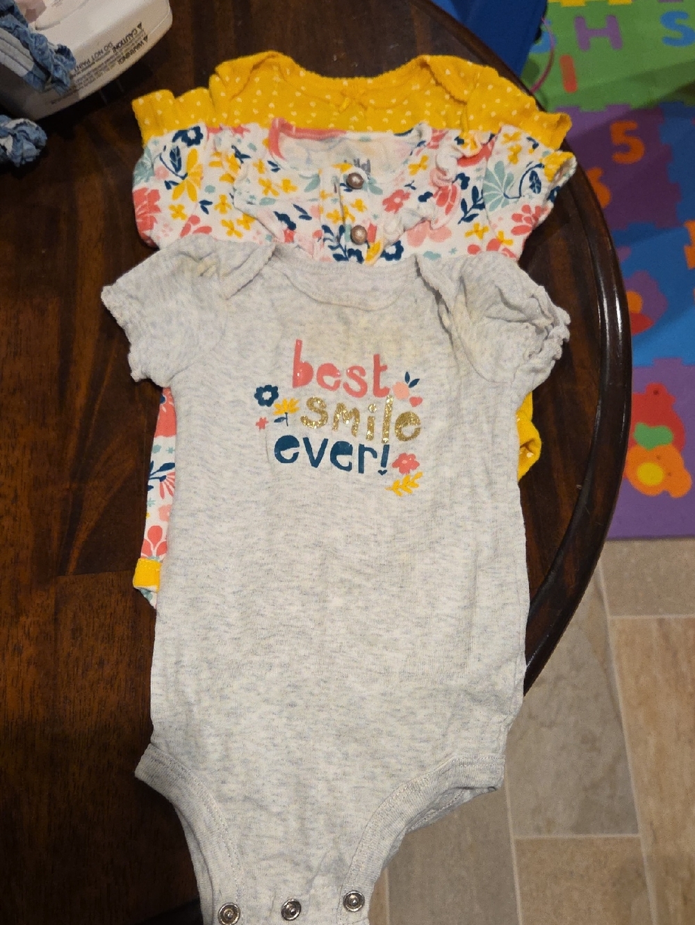 Kids One-Piece Bodysuit Pack - Gray, Yellow, Floral